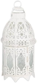 Accent Plus Christmas Decorations Indoor Lantern Decorative Outdoor Christmas Decorations Candle Lantern Moroccan Candle Holders Metal Hanging Lantern, White 5 X 5 X 12 Inches by ZingzThingz