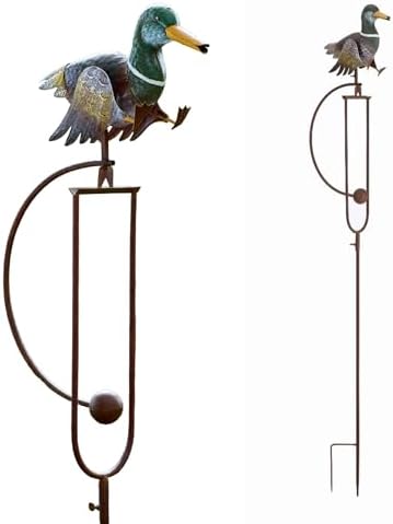 Red Carpet Studios Garden Art Small Walking Duck Balance Rocker Metal Garden Stake Yard Décor, 55” Tall, Mallard Duck with Moving Legs by RedCarpetStudios