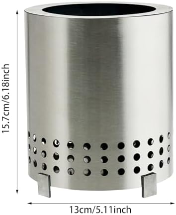 Stainless Steel Fire Pit Mini Bonfire Pit Iron Camping Stove Table Tabletop Smokeless Fire Pit Outdoor Firepit for Picnic Backyard Patio Garden Wood Burning Grill Travel (Silver) - Image 7