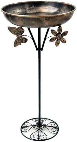 Metal Pedestal Bird Bath for Garden Patio Outdoor Decor by TEYIGARDEN