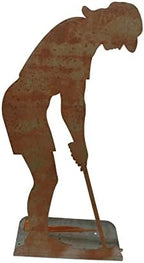 Hobby and Leisure Style Rustic or Powder Coated Metal Garden Stake or Stand (XL Lady Golfer Stand 34" Tall, Naturally Rusted) by Handmade