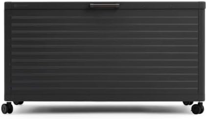 MIRADOR 175 Gallon Outdoor Storage Box with Wheels & Soft-Close Lid, Waterproof Metal Deck Box for Patio Cushions, Garden Tools & Pool Accessories, Charcoal - Image 2