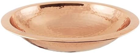Handcrafted Hammered Copper Birdbath Bowl Rolled Edge Outdoor Garden Wildlife Water Vessel Patio Yard Landscape Accent by Oakestry