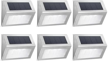 Solar Led Step Lights - Waterproof Stainless Steel Outdoor Deck Lights for Stairs, Pathways, and Fences - Bright, and Easy to Install A (Cold Light) 6 PCS by Unknown
