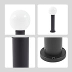 23.6" Outdoor Post Light, Modern Outside Bollard Light with Opal Glass Globe, Black Aluminum Pathway Lamp Post Light for Walkway Driveway Patio Garden, Hardwired, E26 Bulb Not Included - Image 6