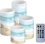 LED Flameless Candles with Remote Timer, Beach Seashell Starfish - Image 2