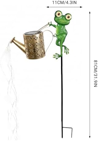 Solar Watering Can, 32 Inch Automatic Outdoor Solar Lantern with Warm LEDs, Weather-Resistant Yard Decor, Frog Hanging Lights for Outside - Image 3