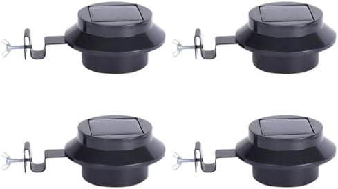SUPVOX 4pcs Solar Fence Lamp LED Lighting Tool Outdoor Garden Lights Warm White Black Housing for Porch Patio Wall Lighting by SUPVOX