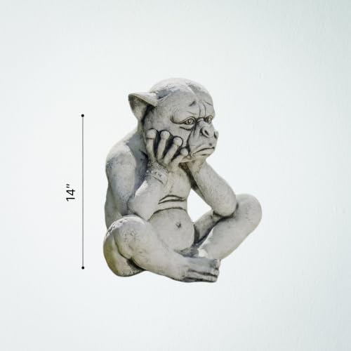 OLOMA Sitting Sad Gargoyle Concrete Garden Statue Gothic Outdoor Sculpture Meditating Beast Figurine Handmade Decor Mythical Creature Lawn Patio Yard Ornament Fantasy Garden Art - Image 6