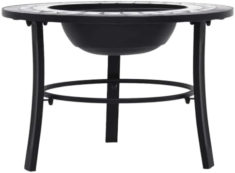 Black White Ceramic Fire Pit 26.8 Inch Wood Burning Outdoor Patio Heater - Image 3