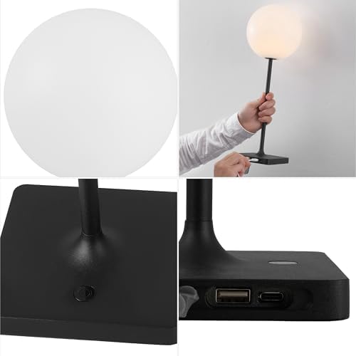 JONATHAN Y Allie 17.5" Rechargeable Cordless LED Lamp, Black, Set of 2 - Image 6