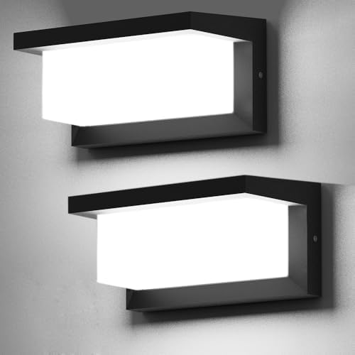 Sytmhoe 5000K Daylight White Exterior Wall Light, 2Packs Modern LED Exterior Light Fixture Wall Mount Ip65 Waterproof, Wall Porch Light for Garage Walkway Hallway Backyard Garden(2packs) by SytmhoeWallLighting