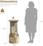 Bumilgar 42.91" H Outdoor Wall Water Fountain, Beige Vintage Pavilion Resin Cascading Fountain for Patio Garden Backyard Decor - Image 5