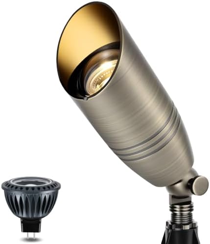 Gardencoin Solid Brass Landscape Lighting, 12V Heavy Duty Low Voltage Landscape Spotlights, LED Spot Lights for Outdoor Uplighting, Classic Bronze Accent Light Fixture with 2700K MR16 Bulb, 1 Pack by Gardencoin
