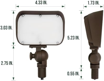 GKOLED 12W LED Flood Lights Outdoor, Aluminum Low Voltage Security Lights, Knuckle Mount Waterproof Wall Light, Landscape Lighting for Yard House Garden Garage, 9-15V, 800 Lumen, 3000K, Brown, 2 Pack - Image 3