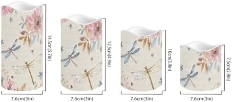 Dragonfly Pink Floral Flameless Candles with Remote Timer Battery Powered LED Candles Color Changing Pillar Electric Fake Candles Bulk for Indoor Set of 4 - Image 2