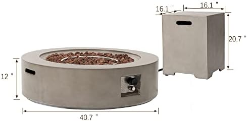 SUNBURY Outdoor 42 Inch Propane Fire Pit Table, Circular Gray Patio Fire Table 50,000 BTU w 20 lbs Tank Cover, Waterproof Cover, Free Lava Rocks - Image 5