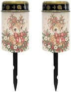 Poceacles Solar Outdoor Lights Winter Holiday Christmas Solar Grave Lights Cemetery Candles Decorative LED Automatic Flameless Candle, Cute Deer Christmas Poinsettia, 2 Piece by Poceacles