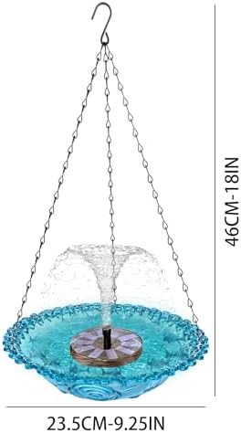 Hanging Solar Bird Bath Fountain Solar Powered Bird Bath Fountains Water Pump with 8 Spray Heads Water Feature for Hummingbirds in Garden Yard Patio, Blue - Image 3