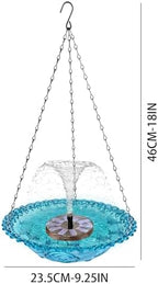 Hanging Solar Bird Bath Fountain Solar Powered Bird Bath Fountains Water Pump with 8 Spray Heads Water Feature for Hummingbirds in Garden Yard Patio, Blue - Image 3
