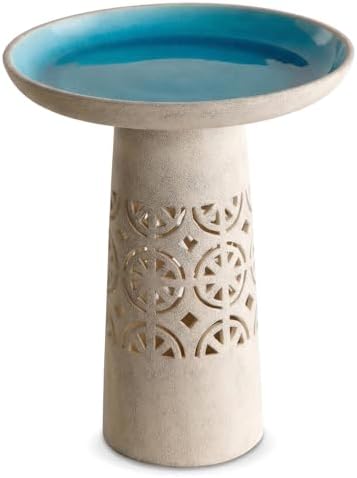 Ceramic Bird Bath for Outside, 18.5 Inch Tall Outdoor Birdbath Home Decor by Unknown