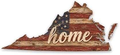 Virginia Home State Shape Sign – Vintage Flag Metal Wall Art by MRC+Wood+Products