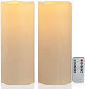12" x 5" Waterproof Extra Large Outdoor Flameless Candles Battery Operated LED Flickering Pillar Candles with Remote for Indoor Outdoor Lanterns, Long Lasting, Ivory White Large, Set of 2 by Yongmao