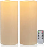 12" x 5" Waterproof Extra Large Outdoor Flameless Candles Battery Operated LED Flickering Pillar Candles with Remote for Indoor Outdoor Lanterns, Long Lasting, Ivory White Large, Set of 2 by Yongmao