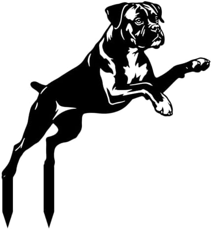 Dog Metal Garden Stake - Weatherproof Dog Silhouette Yard Art, Decorative Outdoor Sign for Lawn & Patio, Heartfelt Gift for Boxer Lovers(Jump,10") by VORISCAPE