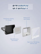 LED Flood Light Outdoor 500W Equiv, 50W RGBW Color Changing Outdoor Floodlights with Remote, Uplighting Indoor IP66 Landscape Floor Lighting Stage Spotlights, Uplights for Christmas Events - Image 6