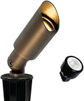 GKOLED Mini Size Brass Landscape Spotlight, Low Voltage 12V AC/DC Outdoor Directional Up Light, 180 LM, 3W MR8 LED Bulb ABS Ground Stake, 2700K Warm White, Garden Patio Trees Spot Uplight by GKOLED