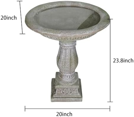 SKYFIRE 20”Dia.X 23.8”Tall Outdoor Birdbath with Pedestal - Modern Garden Birdbaths Outdoor Decor for Bird Spa & Birdfeeder, Floor Bird Baths for Garden Patio, Yard, Lawn - Image 5