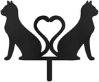 Dual Cat with Heart-Shaped Tails Metal Decorative Garden Stakes Cat Gifts for Cat Lovers Statues for Yard Art, Outside, Patio, Outdoor Decor, Garden Decorations, Lawn Ornaments - 12" Black - Image 2