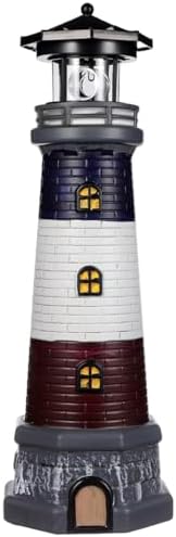 DOITOOL Solar Rotating Lighthouse Outdoor Lantern Garden Decor Resin Street Light - Black by DOITOOL