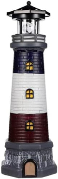 DOITOOL Solar Rotating Lighthouse Outdoor Lantern Garden Decor Resin Street Light - Black by DOITOOL