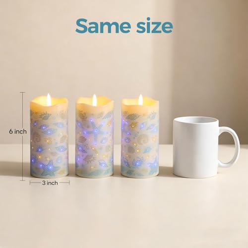 Blue Ocean Coastal Fiber Optic Flameless Pillar Candles with Remote - Image 2