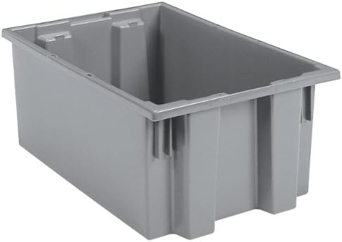 Akro-Mils 35190 Nest and Stack Plastic Storage Container and Distribution Tote, (19-1/2-Inch L x 15-1/2-Inch W x 10-Inch H), Gray, (6-Pack) by Akro-Mils