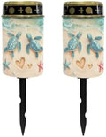 Poceacles Solar Lights Outdoor Grave Candle for Cemetery Decoration Solar Outdoor Lights for Garden Lawn Backyard Pathway Decor, Sea Turtle Starfish Beach, 2 Pcs by Poceacles