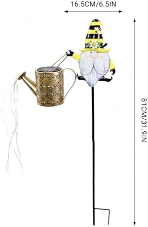 32 Inch Automatic Outdoor Solar Watering Can with Warm LEDs, Weather-Resistant Yard Decor, Gnome - Image 2