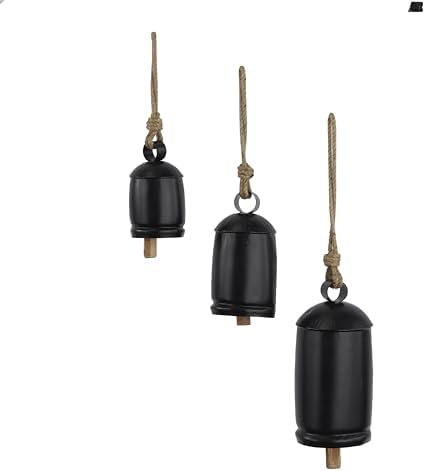 Deco 79 Metal Cow Bells, Meditation Bell, Set of 3, 10", 7", 5"H, Black by Unknown