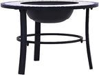 Mosaic Fire Pit Blue and White 26.8" Ceramic Steel Outdoor Tabletop, Decorative Patio Heater for Garden, Deck, Backyard Gatherings - Image 4