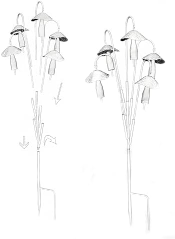 Mushroom Garden Rain Bell Stake, 30 Inch Brown Metal Sculpture - Image 3