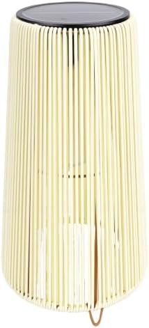 FTVOGUE Solar Lantern Outdoor Rattan Lantern Solar Wicker Decorative USB Charging 1200mAh IP44 Metal Rattan Cutout Pattern for Patio Garden Yard Table (Trapezoid White) - Image 5