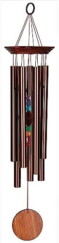 Woodstock Wind Chimes for Outside, Garden, Patio, Porch, Outdoor Decor, Meditation Yoga, Awareness and Relaxation (24") Woodstock Chakra Chime Seven Stones Large Size Bronze Wind Chime Gifts (CC7LBR) by WoodstockChimes