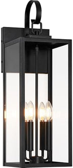 BesLowe 25" Extra Large Outdoor Wall Light, 4-Light Black Exterior Sconce by BringYourBrightFuture