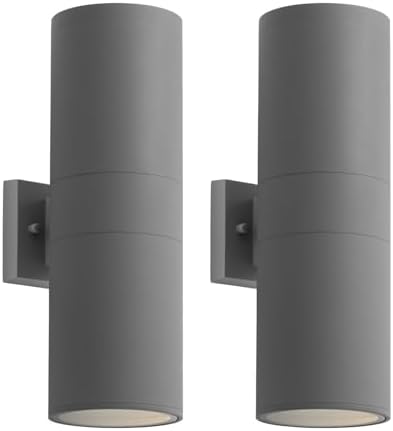 mirrea 18" Modern Outdoor Porch Light in 2 Lights, Matte Gray, 2 Pack by mirrea