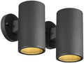 Ken & Ricky Modern Aluminum Outdoor Wall Sconce Lights,Cylinder，Black,2PK by KenRicky