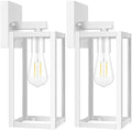 Brightever 2-Pack Outdoor Wall Light Fixtures, Waterproof Anti-Rust Outside Wall Sconce Lantern with Clear Glass, Exterior Front Porch Lights for House Garage Doorway, Bulbs Not Included, White by Brightever
