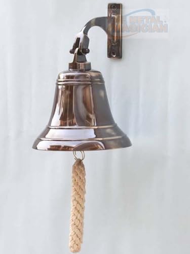 6" Solid Brass Bell Marine Wall Mounted Ship Nautical Bronze Finish Hanging Bell Perfect for Dinner, Indoor, Outdoor, School, Bar, Reception & Church By The Metal Magician - Image 4