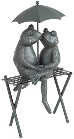 Pure Garden Resin Whimsical Frog Couple Statue, Bronze, 8" x 6.25" x 14.5" by PureGarden